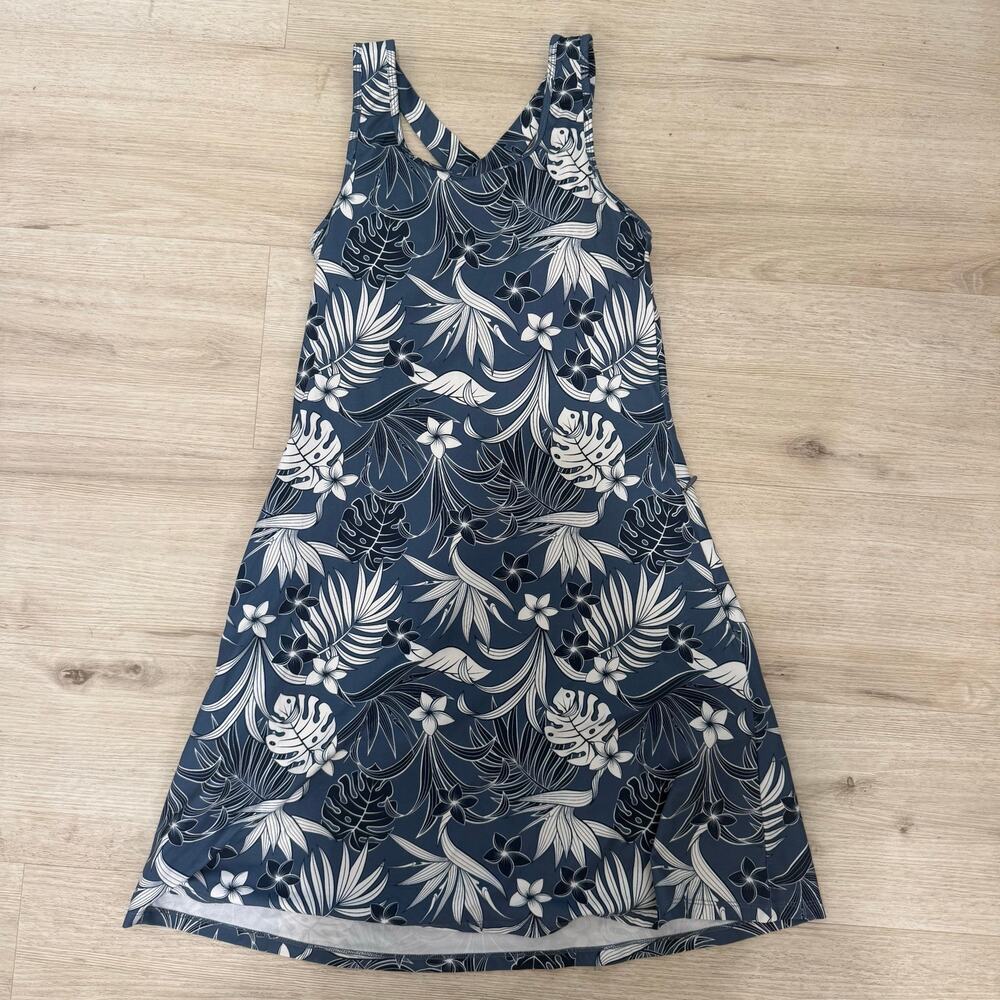 Kyodan Freedom Trail Sleeveless Athletic Dress Blue White Floral Tropical XS